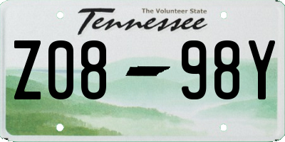 TN license plate Z0898Y