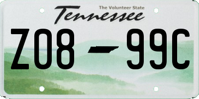 TN license plate Z0899C