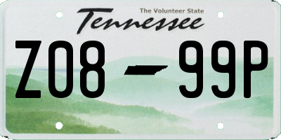 TN license plate Z0899P