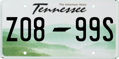 TN license plate Z0899S