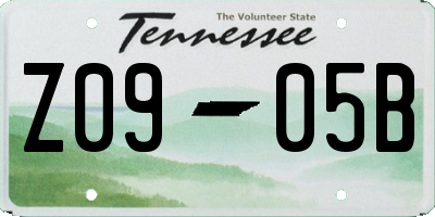 TN license plate Z0905B