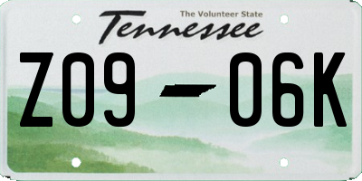 TN license plate Z0906K