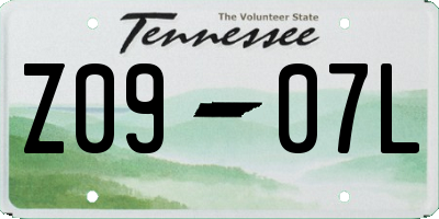 TN license plate Z0907L