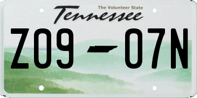 TN license plate Z0907N