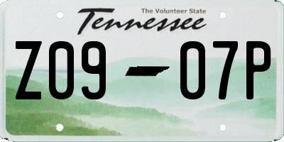 TN license plate Z0907P