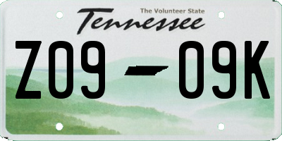 TN license plate Z0909K