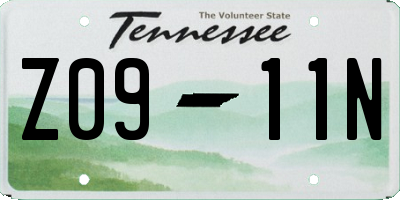 TN license plate Z0911N
