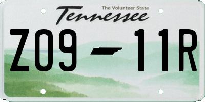 TN license plate Z0911R