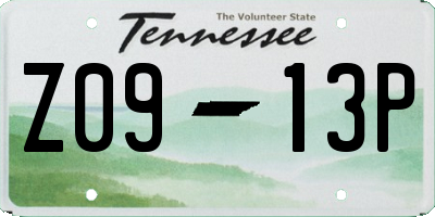 TN license plate Z0913P