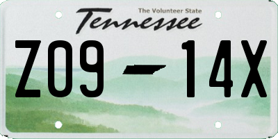 TN license plate Z0914X