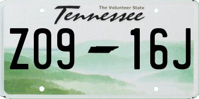 TN license plate Z0916J