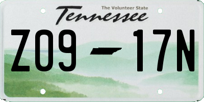TN license plate Z0917N