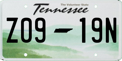 TN license plate Z0919N