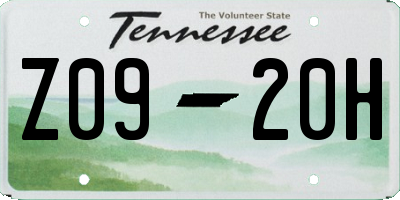 TN license plate Z0920H