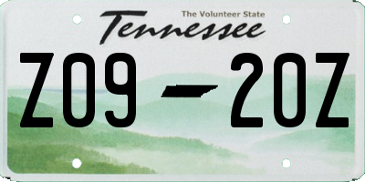 TN license plate Z0920Z
