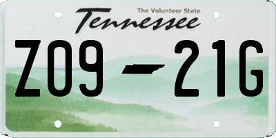 TN license plate Z0921G