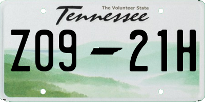TN license plate Z0921H