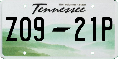 TN license plate Z0921P