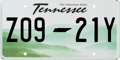 TN license plate Z0921Y