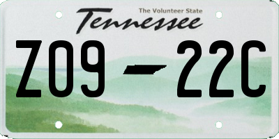 TN license plate Z0922C