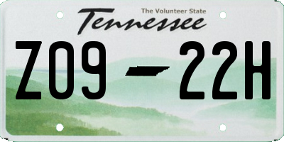 TN license plate Z0922H