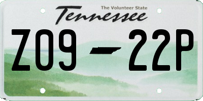 TN license plate Z0922P