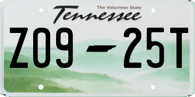 TN license plate Z0925T