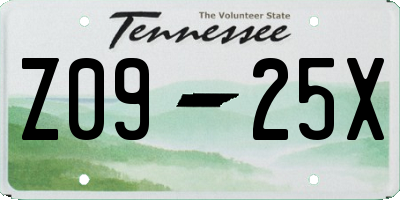TN license plate Z0925X