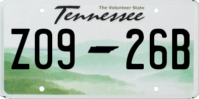 TN license plate Z0926B
