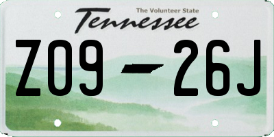 TN license plate Z0926J