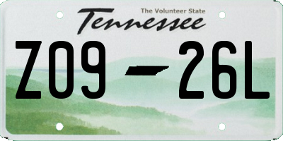 TN license plate Z0926L
