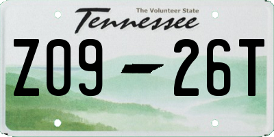 TN license plate Z0926T