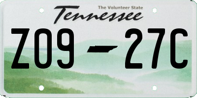 TN license plate Z0927C