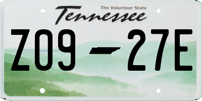TN license plate Z0927E