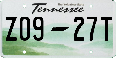 TN license plate Z0927T