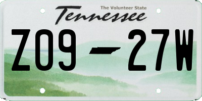 TN license plate Z0927W