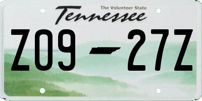 TN license plate Z0927Z