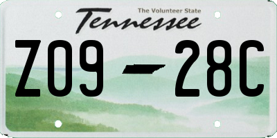 TN license plate Z0928C