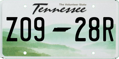 TN license plate Z0928R