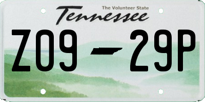 TN license plate Z0929P