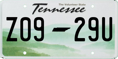 TN license plate Z0929U