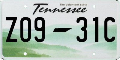 TN license plate Z0931C