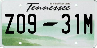 TN license plate Z0931M