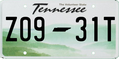 TN license plate Z0931T