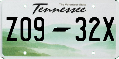 TN license plate Z0932X