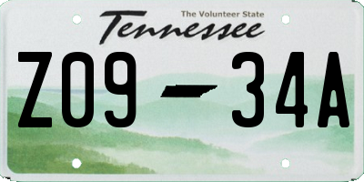 TN license plate Z0934A
