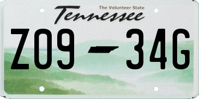 TN license plate Z0934G