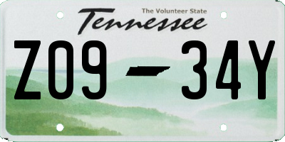 TN license plate Z0934Y