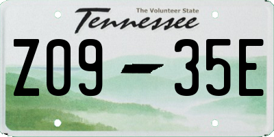 TN license plate Z0935E