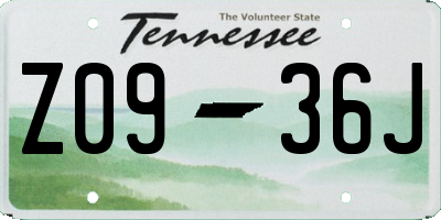 TN license plate Z0936J